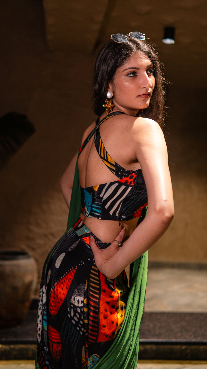 The green mood saree