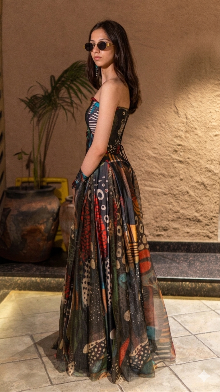 Night ocean corset skirt