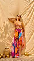 Sunset Bloom Draped Skirt Set