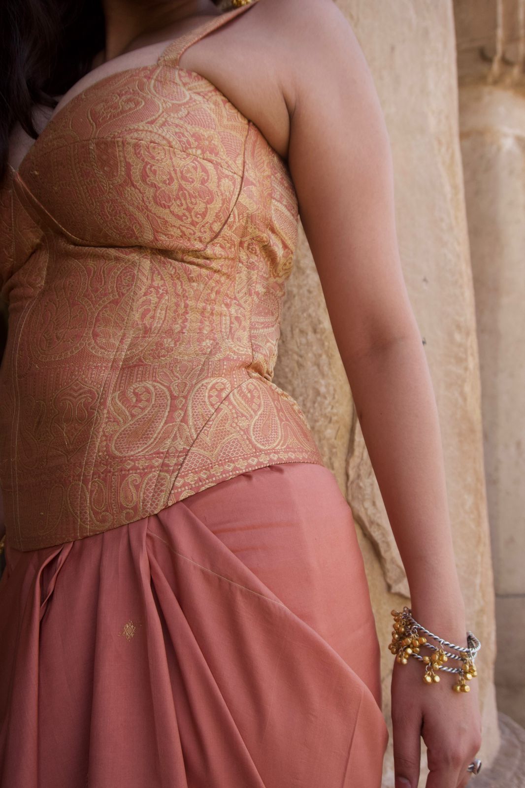Rosé Drape Saree Set