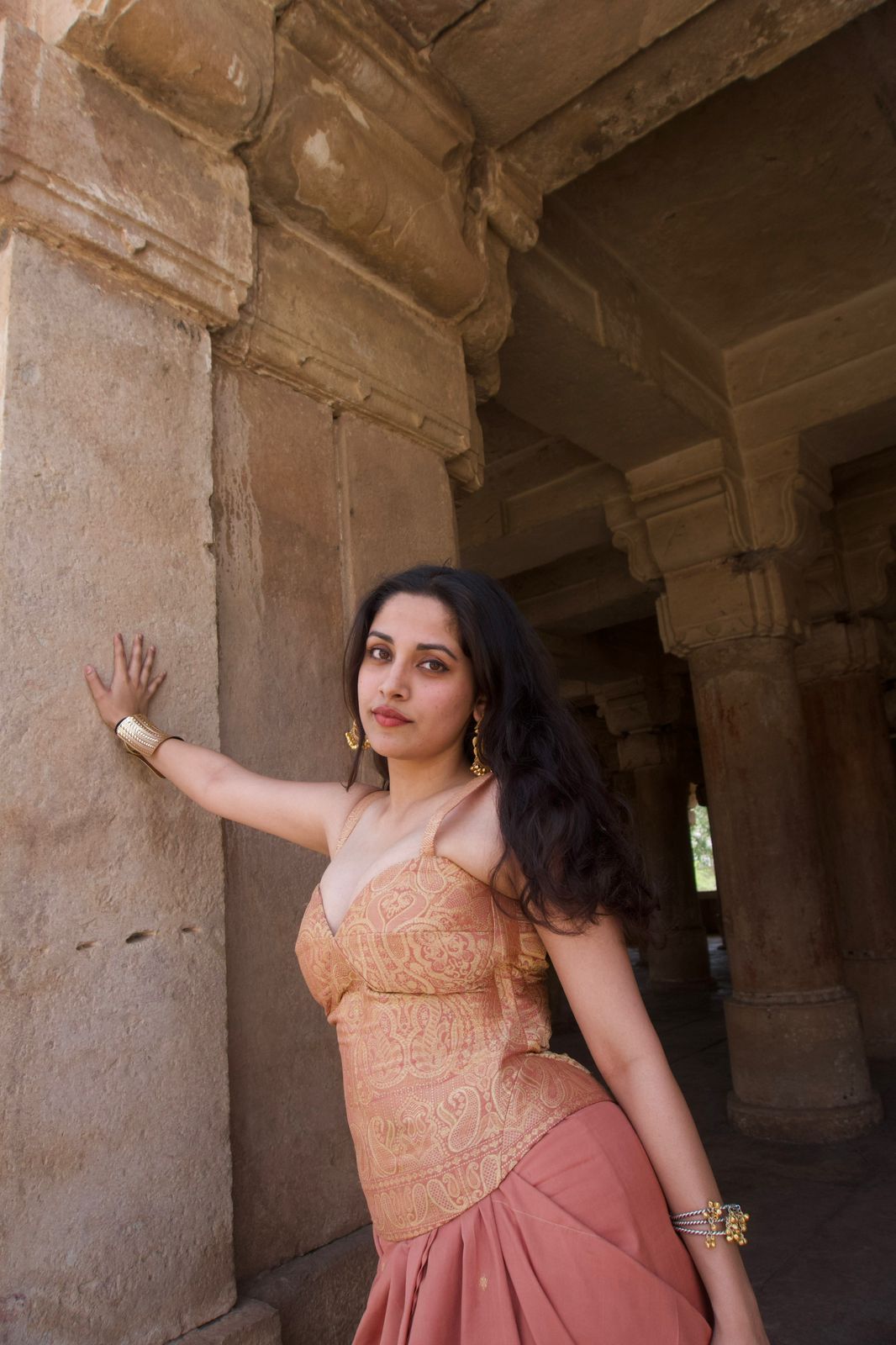 Rosé Drape Saree Set