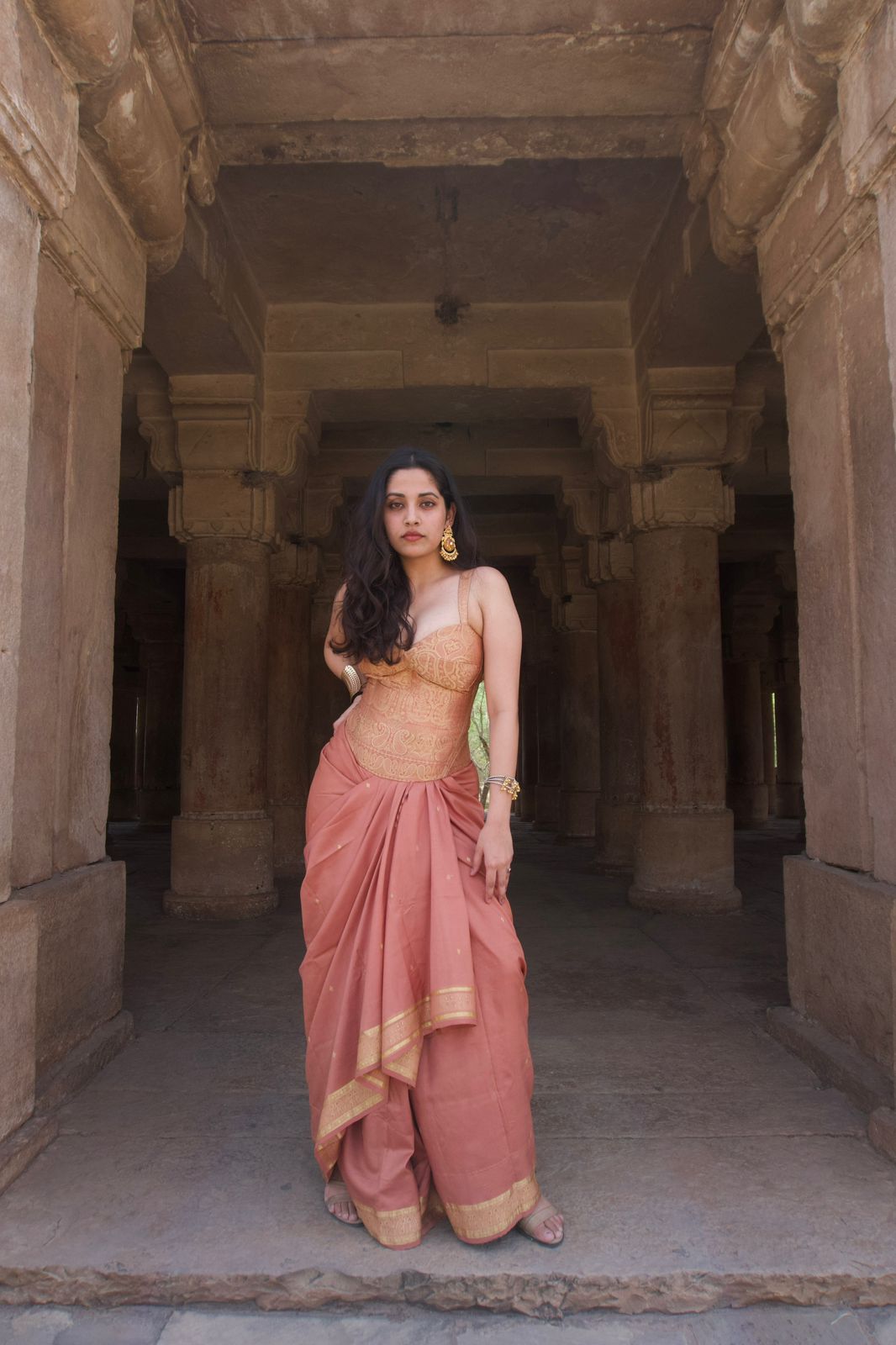 Rosé Drape Saree Set