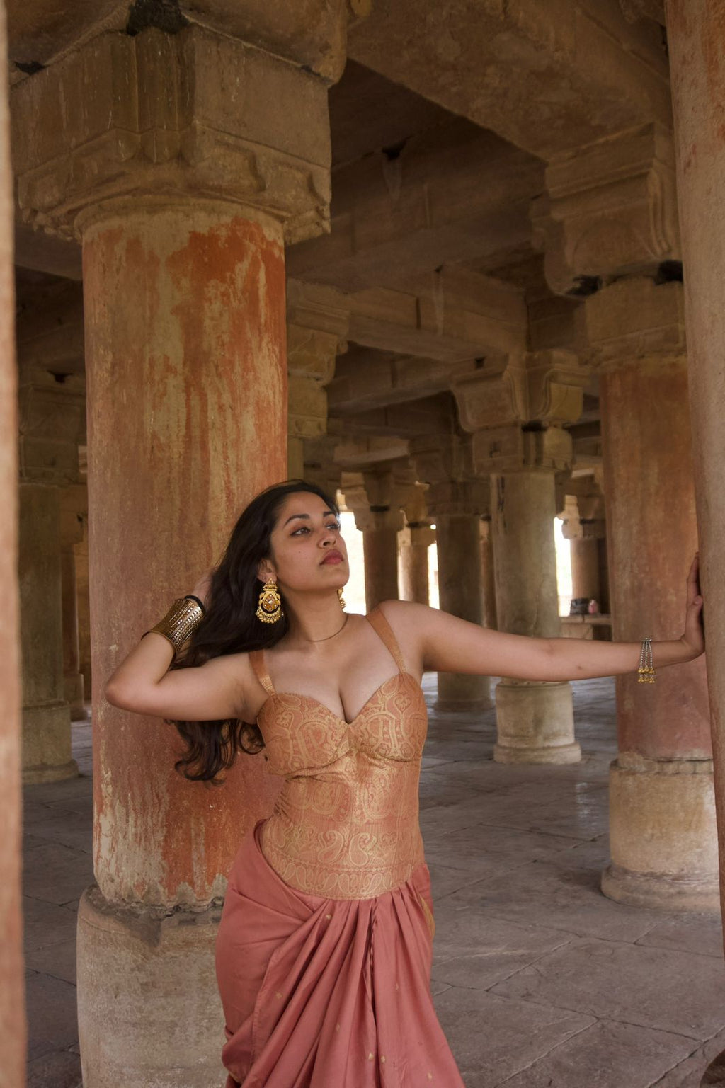 Rosé Drape Saree Set