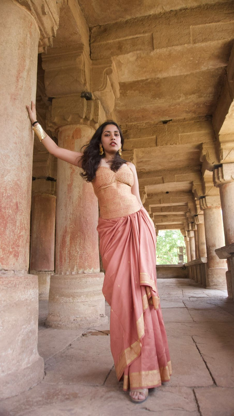 Rosé Drape Saree Set
