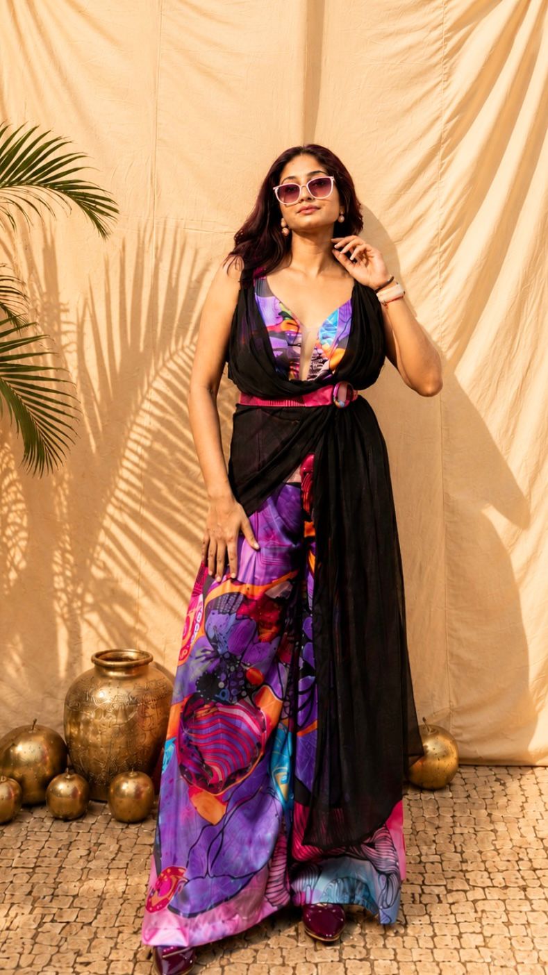 purple drape jumpsuit