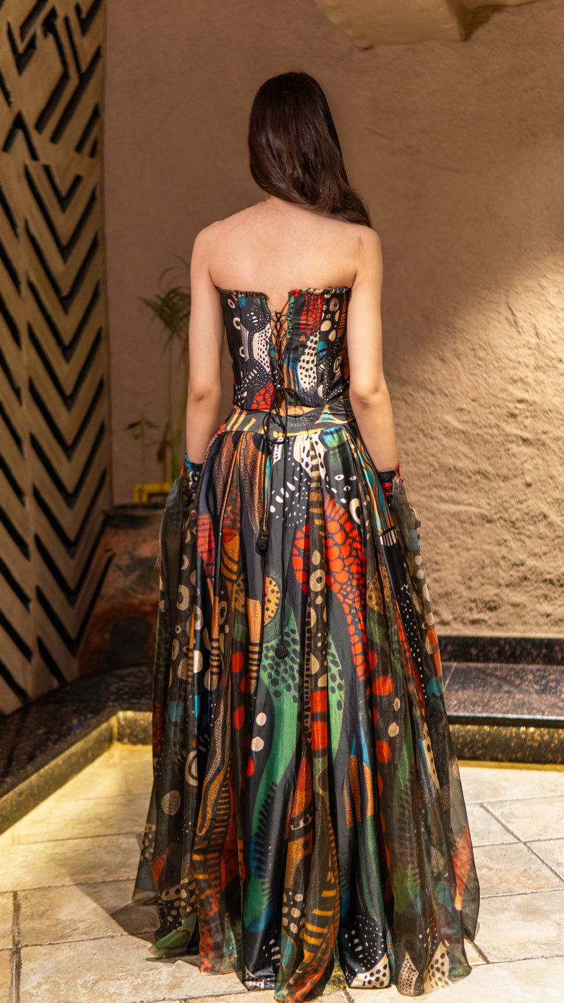 Night ocean corset skirt