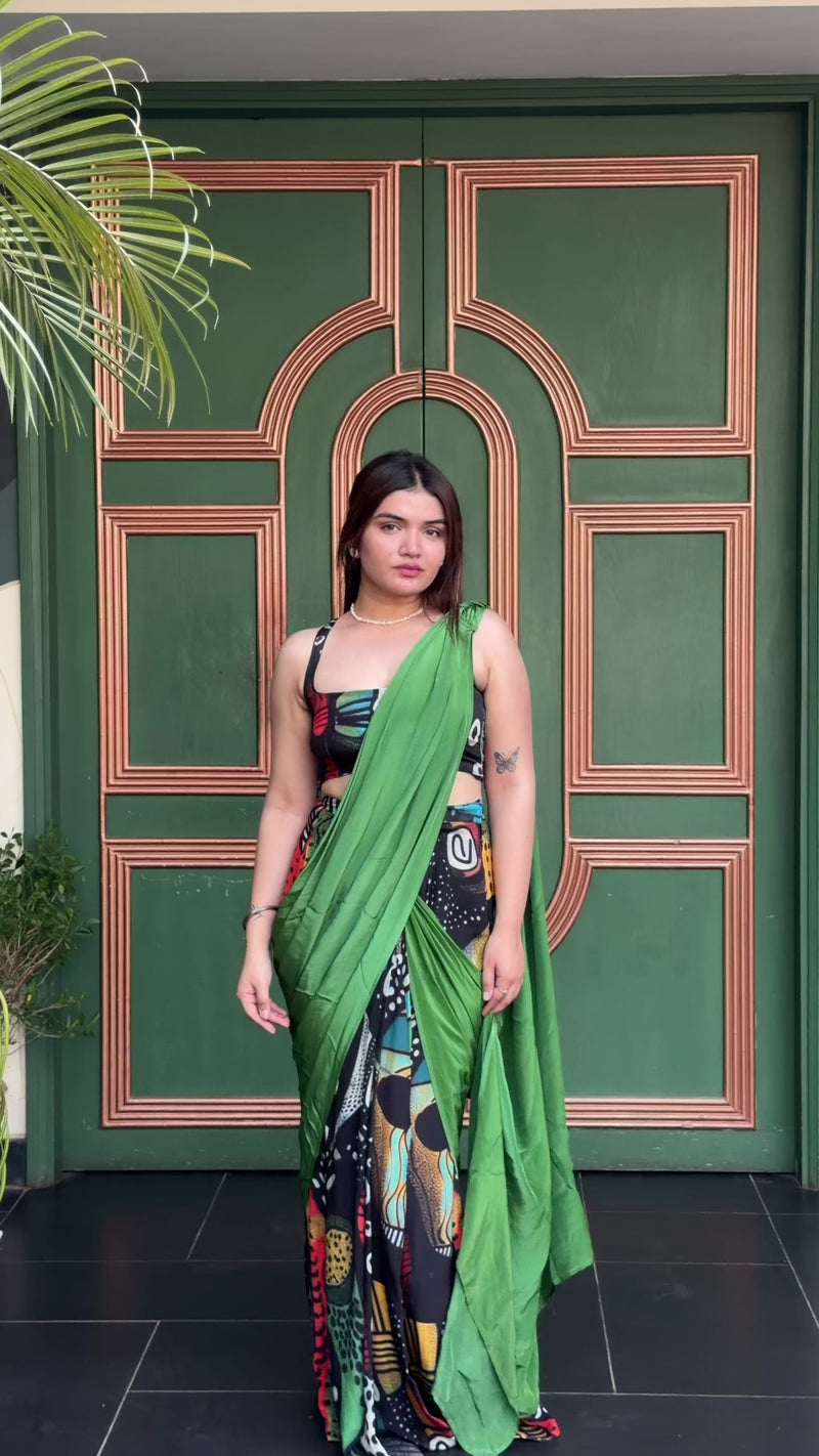The green mood saree